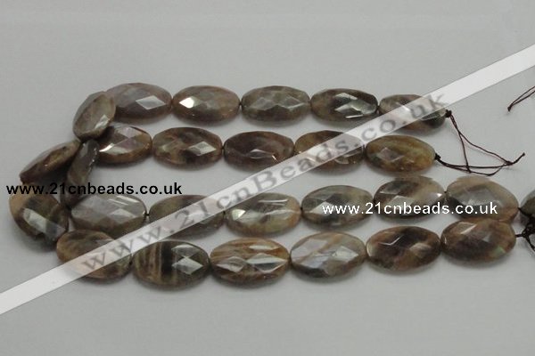 CSS109 15.5 inches 20*30mm faceted oval natural sunstone beads wholesale