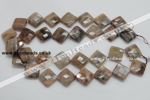 CSS112 15.5 inches 20*20mm faceted diamond natural sunstone beads