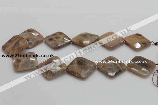 CSS113 15.5 inches 30*30mm faceted diamond natural sunstone beads