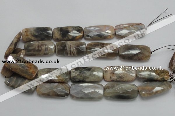 CSS116 15.5 inches 20*40mm faceted rectangle natural sunstone beads