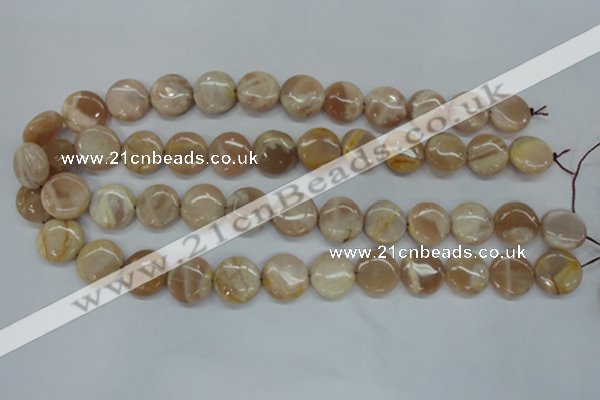 CSS228 15.5 inches 16mm flat round natural sunstone beads