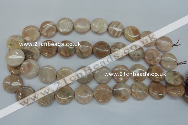 CSS239 15.5 inches 20mm flat round natural sunstone beads