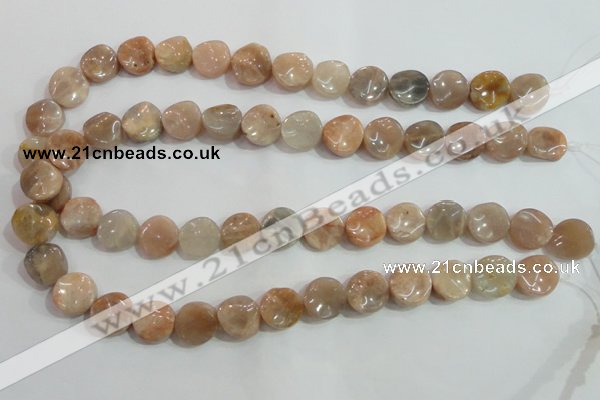 CSS255 15.5 inches 14mm twisted coin natural sunstone beads