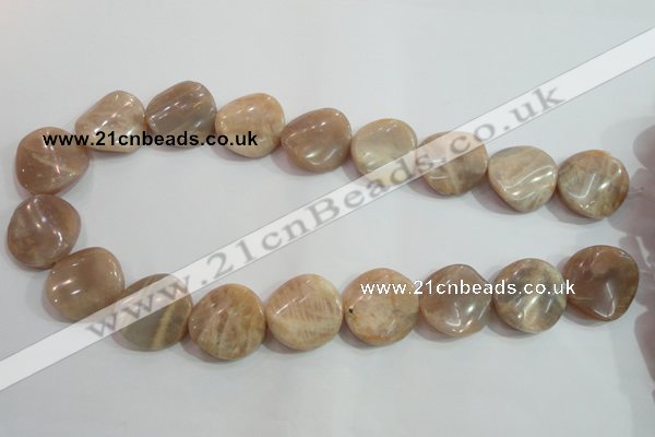 CSS256 15.5 inches 20mm twisted coin natural sunstone beads