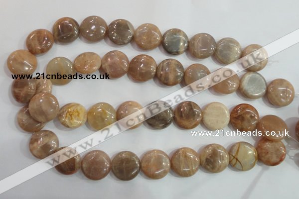 CSS260 15.5 inches 20mm flat round natural sunstone beads