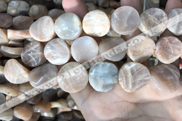 CSS439 15.5 inches 20mm twisted coin sunstone beads wholesale