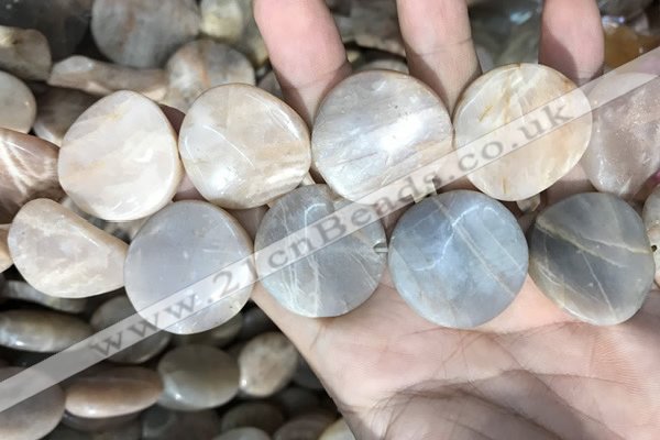 CSS441 15.5 inches 30mm twisted coin sunstone beads wholesale