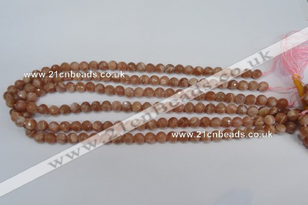 CSS502 15.5 inches 7mm faceted round natural golden sunstone beads