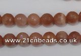 CSS504 15.5 inches 9mm faceted round natural golden sunstone beads