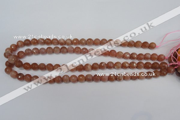 CSS504 15.5 inches 9mm faceted round natural golden sunstone beads