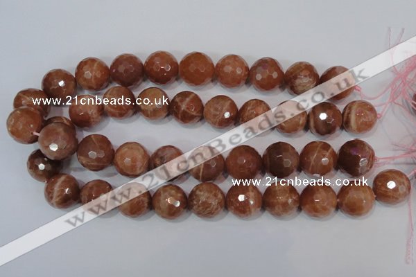 CSS511 15.5 inches 19mm faceted round natural golden sunstone beads