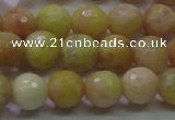 CSS612 15.5 inches 8mm faceted round yellow sunstone gemstone beads