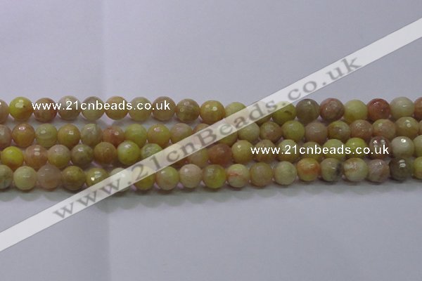 CSS612 15.5 inches 8mm faceted round yellow sunstone gemstone beads