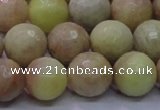 CSS614 15.5 inches 12mm faceted round yellow sunstone gemstone beads