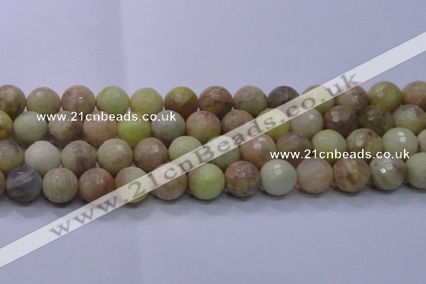 CSS618 15.5 inches 20mm faceted round yellow sunstone gemstone beads