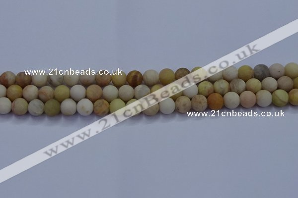 CSS622 15.5 inches 8mm round matte yellow sunstone gemstone beads