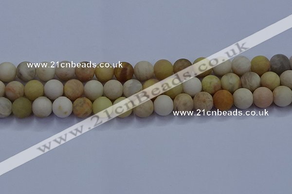 CSS624 15.5 inches 12mm round matte yellow sunstone gemstone beads