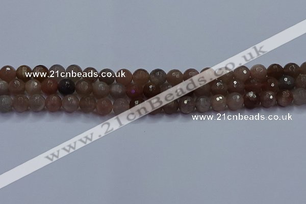 CSS642 15.5 inches 8mm faceted round sunstone gemstone beads