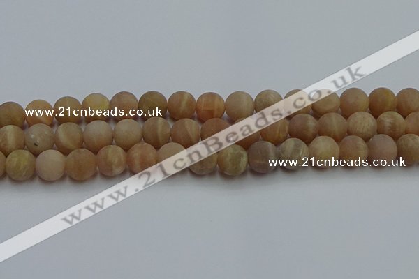 CSS654 15.5 inches 12mm round matte sunstone beads wholesale