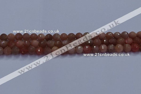 CSS672 15.5 inches 8mm faceted round sunstone gemstone beads