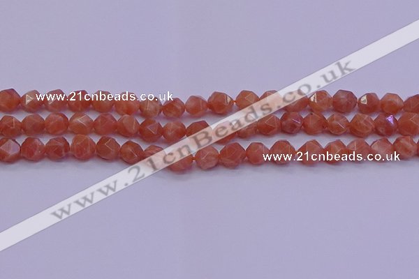 CSS682 15.5 inches 8mm faceted nuggets natural sunstone beads