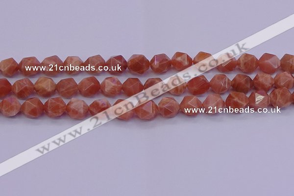 CSS684 15.5 inches 12mm faceted nuggets natural sunstone beads