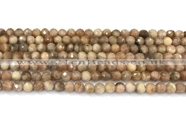 CSS820 15 inches 6mm faceted round sunstone beads