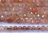 CSS835 15 inches 2mm faceted round golden sunstone beads