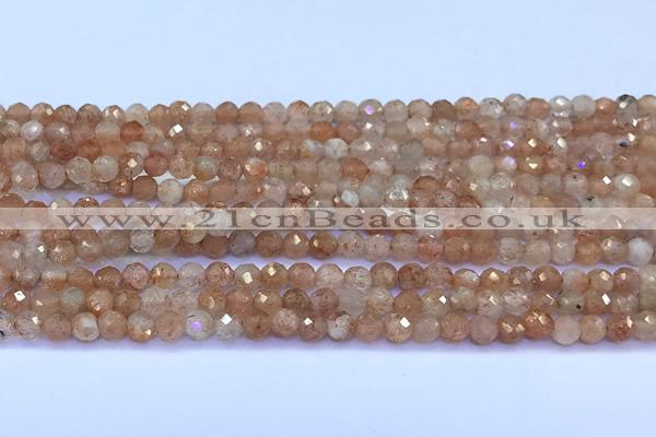 CSS837 15 inches 4mm faceted round golden sunstone beads