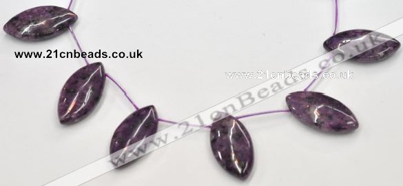 CSU23 20*40mm flat rice AB grade dyed natural sugilite beads