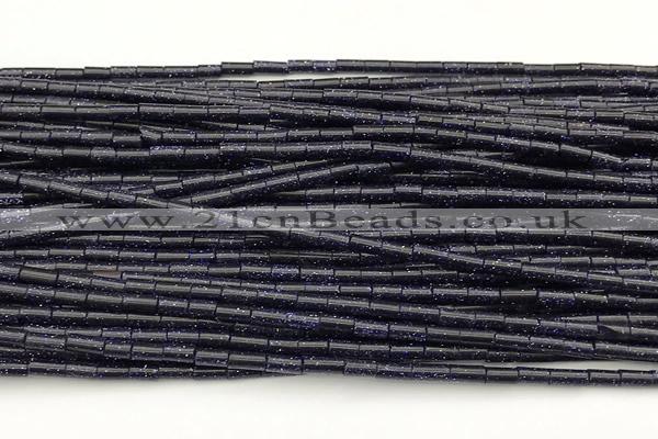 CTB1011 15 inches 2*4mm tube blue goldstone beads