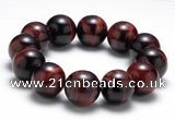 CTB11 9 inches 18mm round red tiger eye stretch bracelet