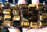 CTB1110 15 inches 12*16mm faceted tube yellow tiger eye beads