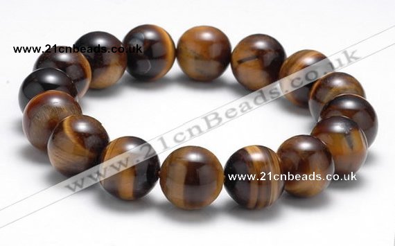 CTB12 8 inches 12mm round yellow tiger eye stretch bracelet