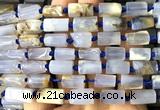 CTB1201 15 inches 8*12mm - 8*14mm faceted tube blue chalcedony beads