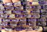 CTB1206 8*12mm - 8*14mm faceted tube purple phantom quartz beads