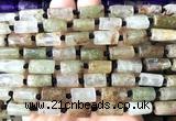 CTB1209 8*12mm - 8*14mm faceted tube green rutilated quartz beads