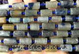 CTB1210 8*12mm - 8*14mm faceted tube blue strawberry quartz beads