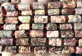 CTB1221 8*12mm - 8*14mm faceted tube leopard skin jasper beads