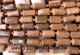 CTB1223 15 inches 8*12mm - 8*14mm faceted tube goldstone beads