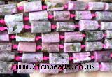 CTB1227 15 inches 8*12mm - 8*14mm faceted tube pink cobalto calcite beads