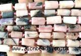 CTB1232 15 inches 8*12mm - 8*14mm faceted tube pink opal beads