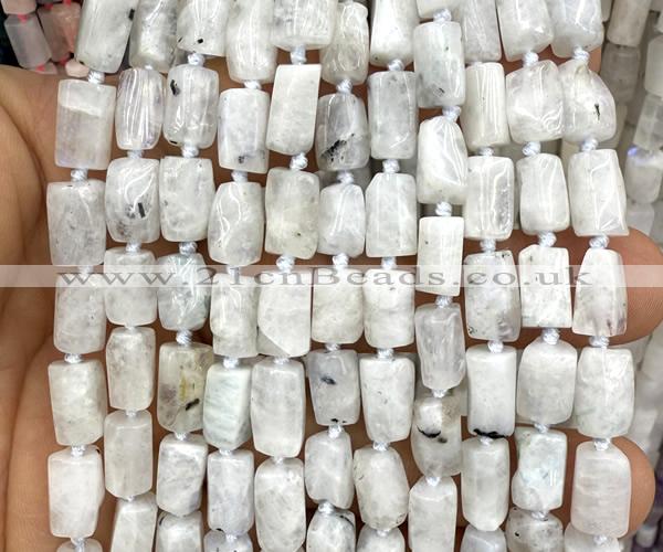 CTB1270 15 inches 6*10mm - 8*12mm faceted tube white moonstone beads
