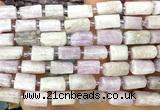 CTB1274 15 inches 6*10mm - 8*12mm faceted tube kunzite beads