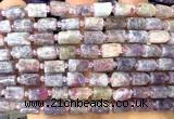 CTB1280 15 inches 6*10mm - 8*12mm faceted tube pink tourmaline beads