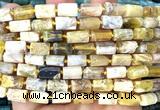 CTB1289 15 inches 6*10mm - 8*12mm faceted tube yellow opal beads