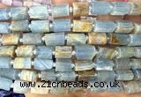 CTB1291 15 inches 6*10mm - 8*12mm faceted tube blue calcite beads