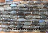 CTB1292 15 inches 6*10mm - 8*10mm faceted tube labradorite beads