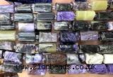 CTB1296 15 inches 6*10mm - 8*12mm faceted tube charoite beads