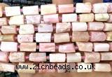 CTB1297 15 inches 6*10mm - 8*12mm faceted tube pink opal beads